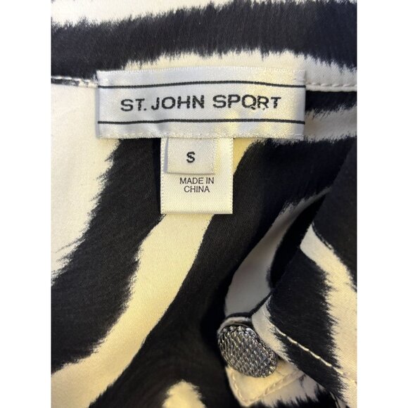 St John Sport Tan & Black Zebra Print Belted Shirt Dress With 3/4 Sleeves & Butt - Picture 8 of 8